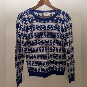 Vineyard Vines Blue and White Anchor Sweater